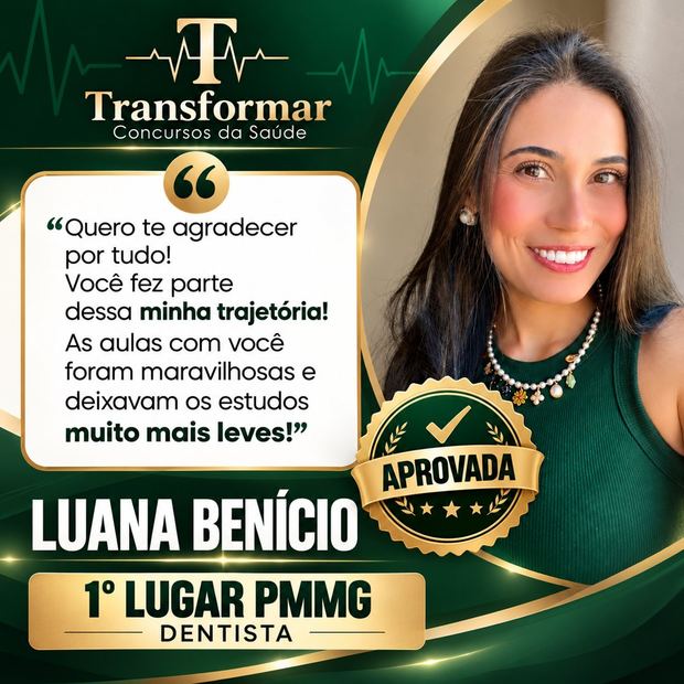 Luana Benício, aprovada em 1º lugar como Dentista na PMMG