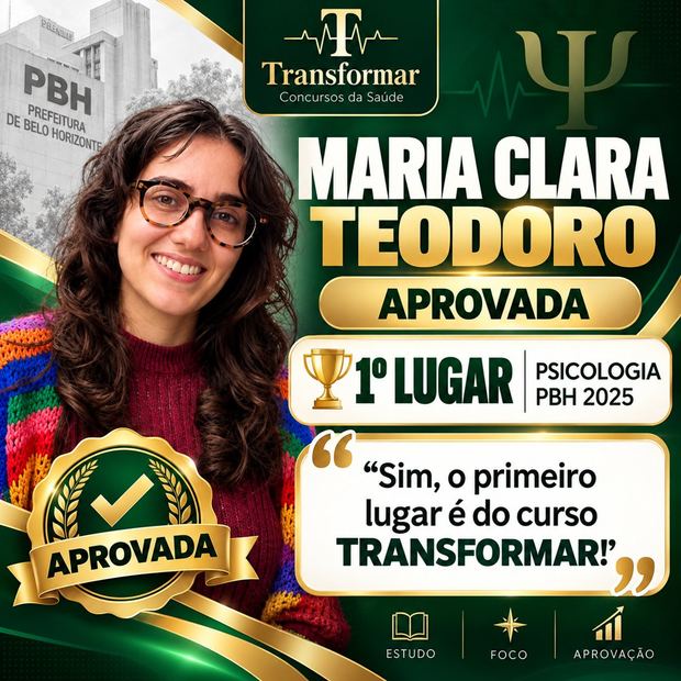 Maria Clara Teodoro, aprovada em 1º lugar em Psicologia na PBH 2025