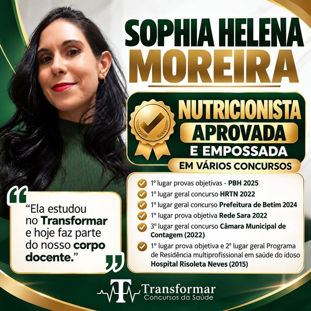 Sophia Helena Moreira, nutricionista aprovada e empossada em vários concursos